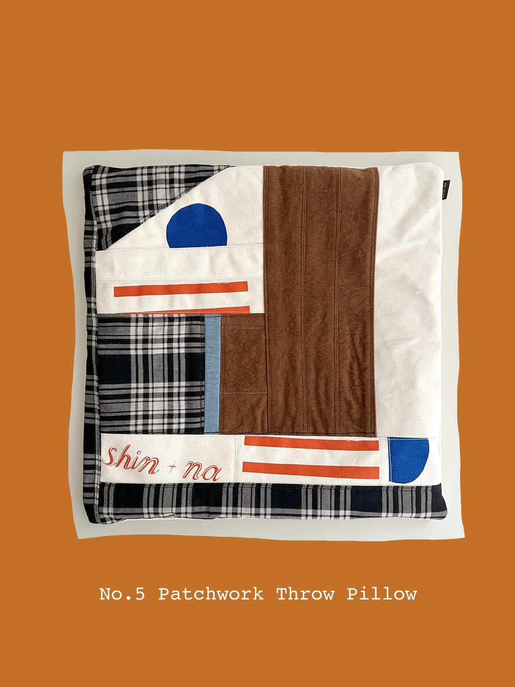 No.5 Patchwork Throw Pillow 20x20 inches