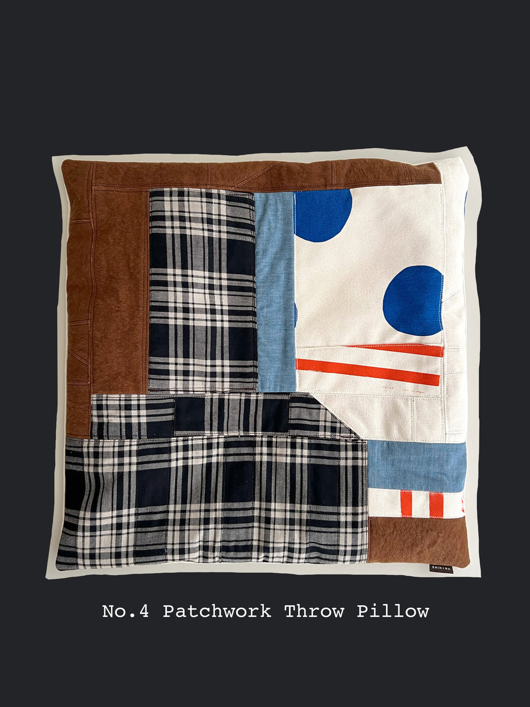 No.4 Patchwork Throw Pillow 20x20 inches