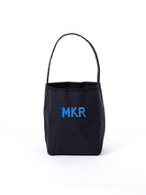 Load image into Gallery viewer, HANDPAINTED MONOGRAM on black canvas tote
