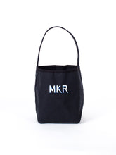 Load image into Gallery viewer, HANDPAINTED MONOGRAM on black canvas tote
