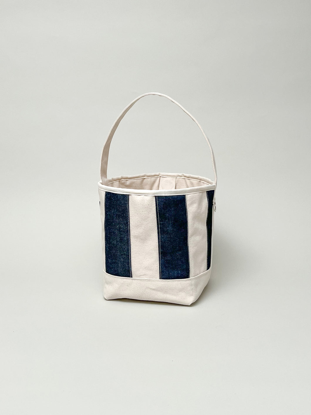 No.45 PATCHWORK BUCKET TOTE - Dark denim stripe