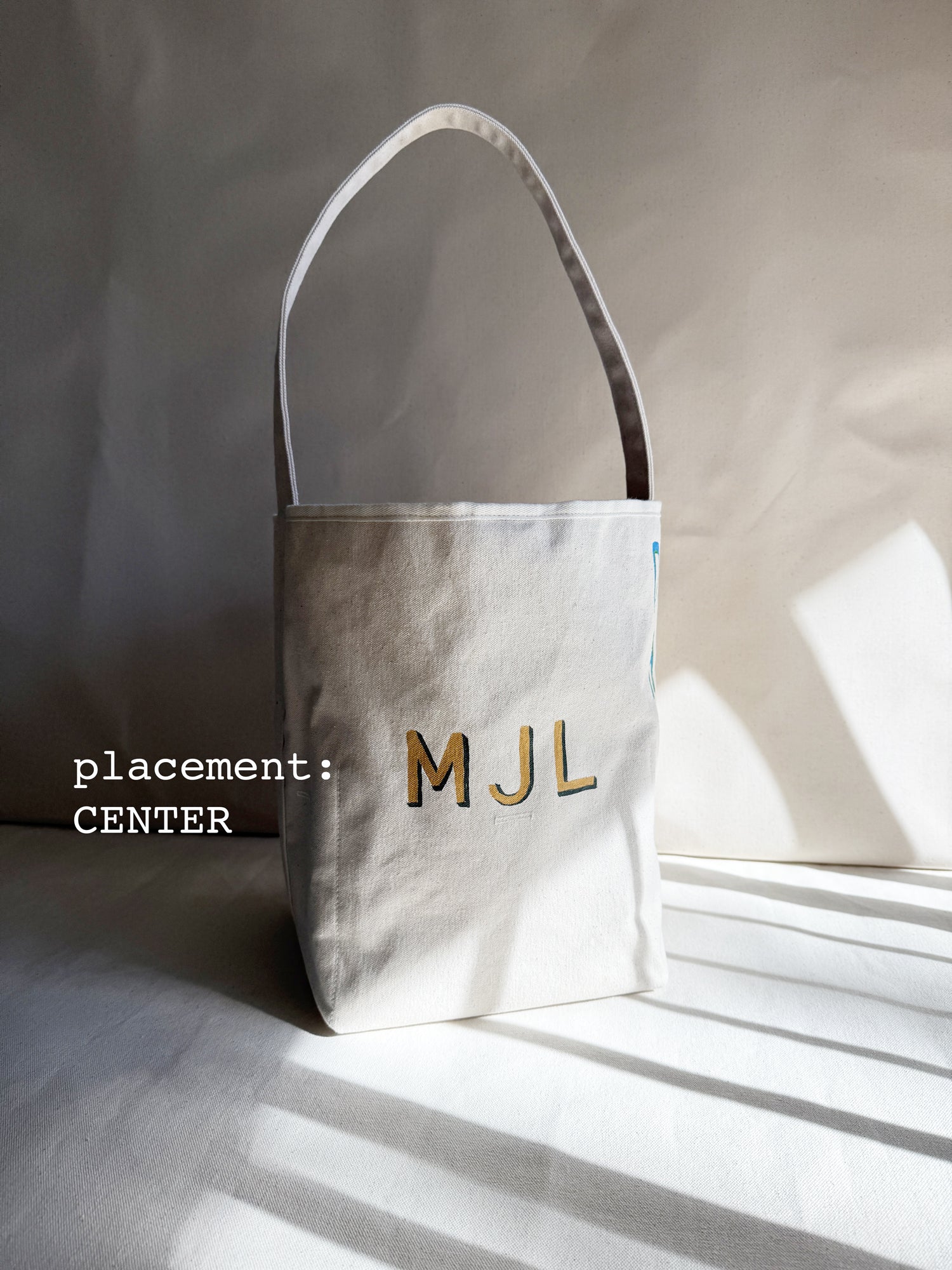 HAND PAINTED MONOGRAM on natural canvas tote