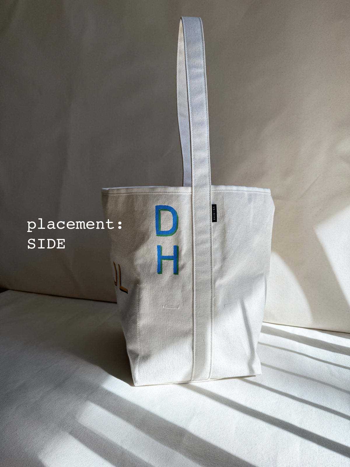 HAND PAINTED MONOGRAM on natural canvas tote