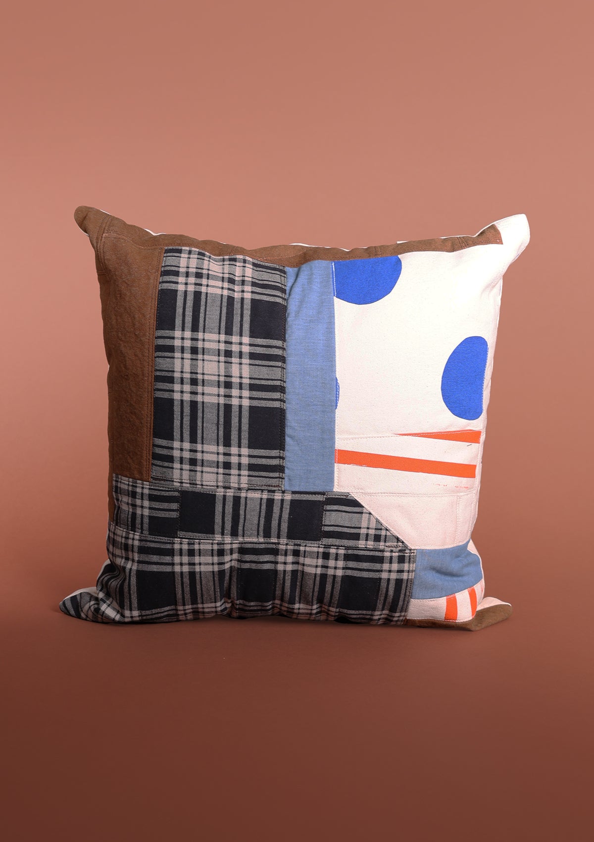 No.4 Patchwork Throw Pillow 20x20 inches
